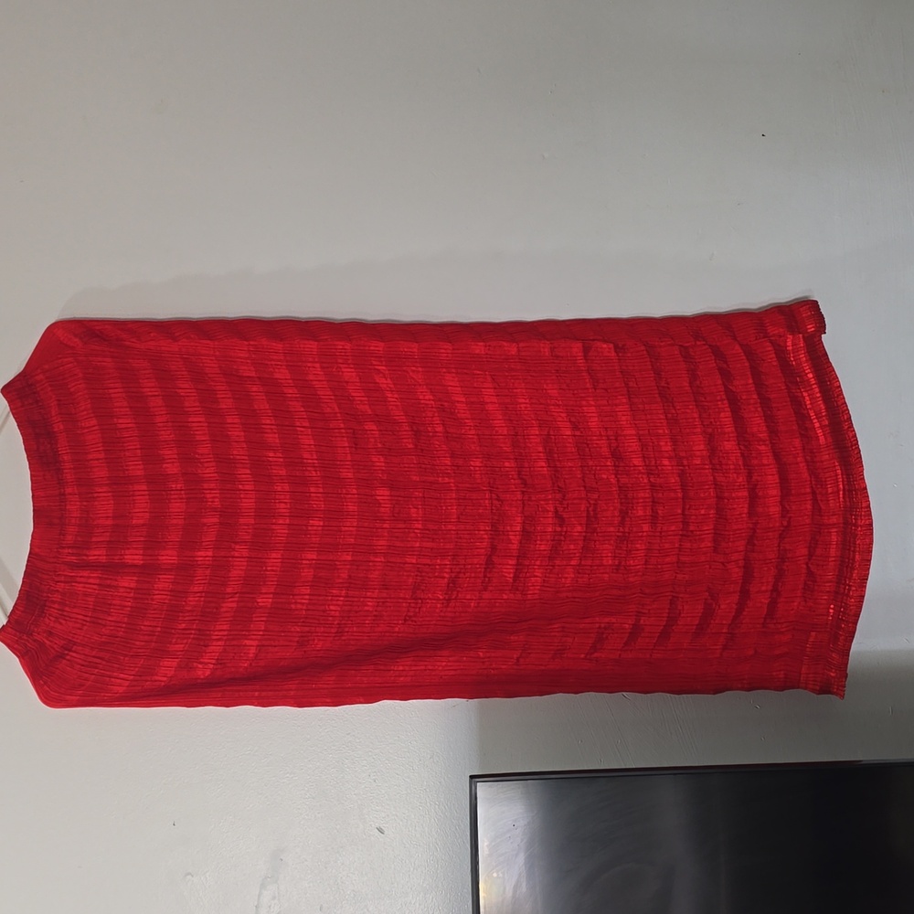 Issey Miyake Vibrant Red Midi Skirt